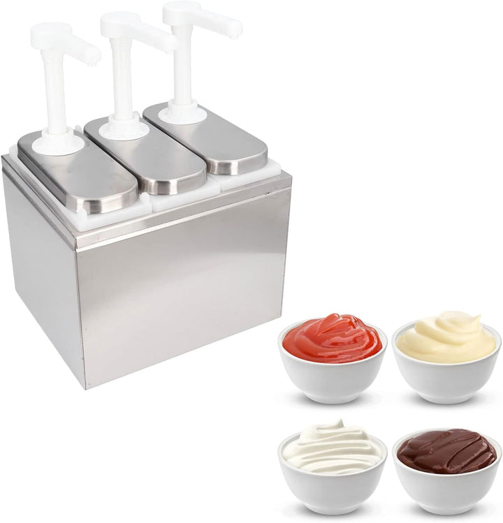 Saucenspender, 1 l, Sossenspender Pumpe, mit Sockel, Abnehmbar, für Ketchup, Salatdressing, Sojasauc