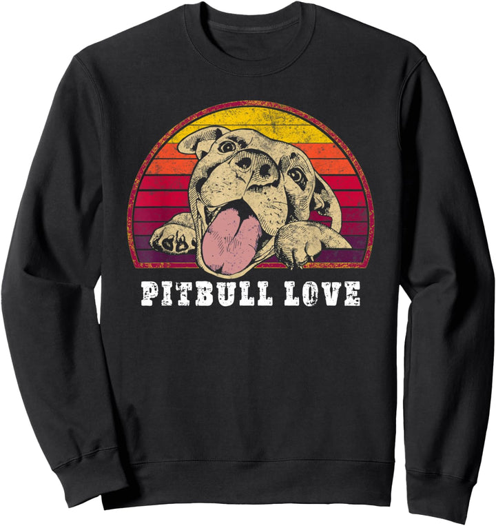 Pitbull Love - Smiling Pitbull on Vintage Sunset - Pitbull Sweatshirt
