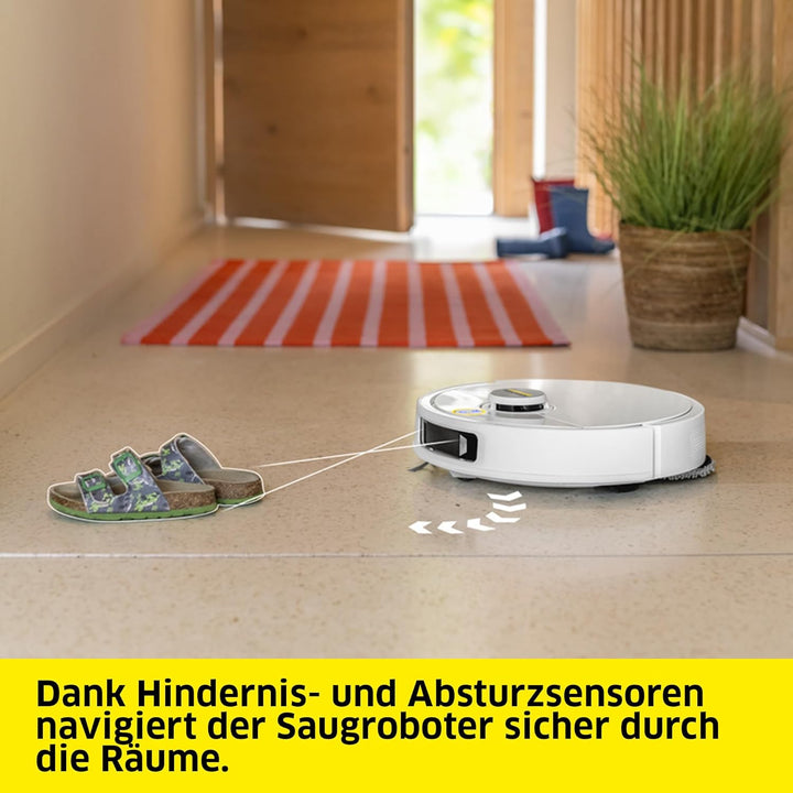 KÄRCHER RVM 4 Comfort Extra Saugwischroboter mit rotierenden anhebbaren Mopp-Scheiben, 15.000 Pa, Li