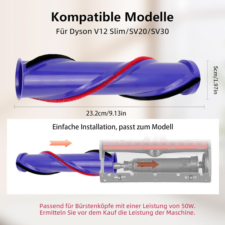 Ersatzbürste Kompatibel mit Dyson V10 Slim, V12 Slim Staubsauger, Geeignet für 50W Direct-Drive Kohl