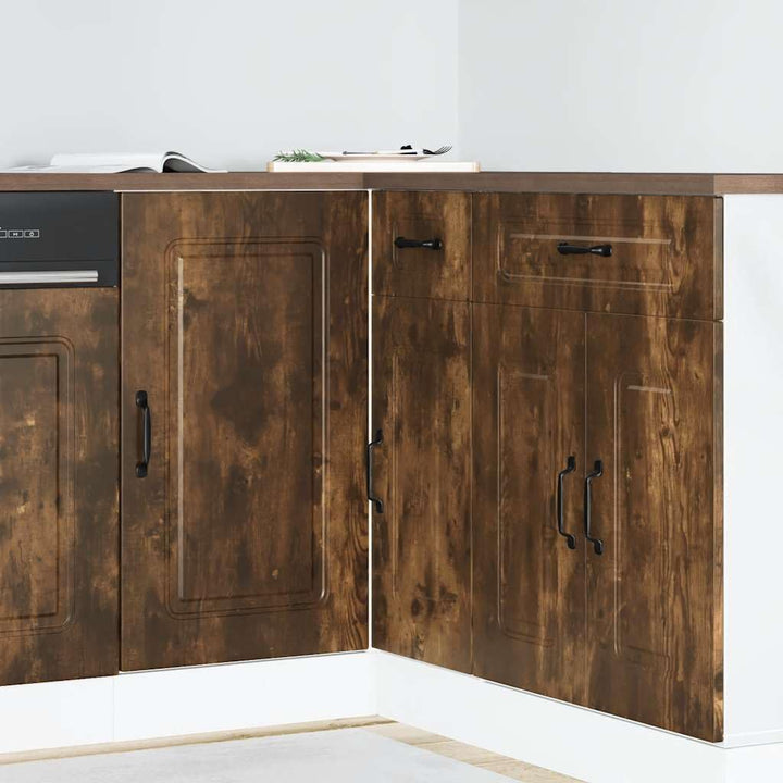 vidaXL Küchenunterschrank Kalmar Räuchereiche Holzwerkstoff, Spülenunterschrank, Schrank Küche, Lage