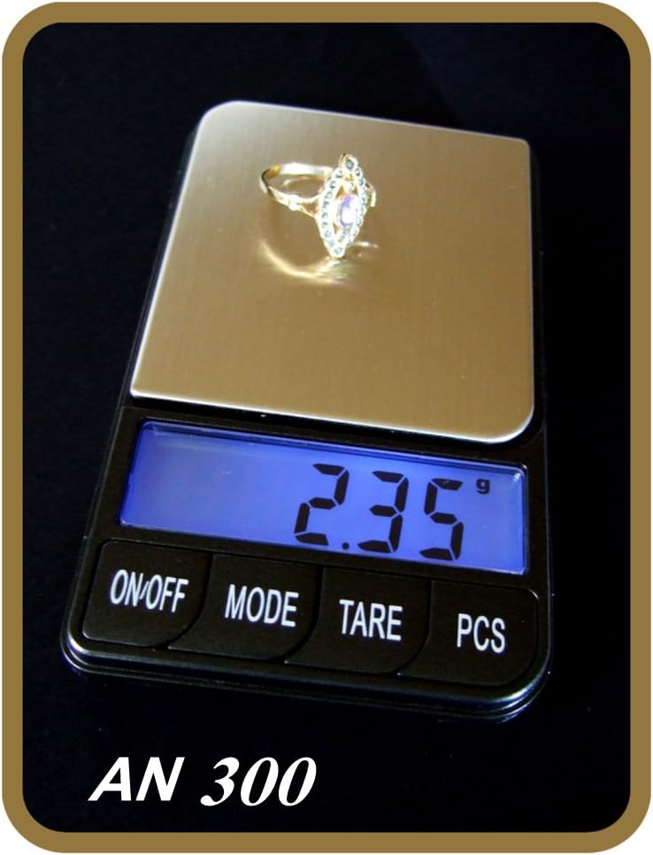 Digitale Taschenwaage mit besonders grossen Tasten & Display von 0,01g bis 300g von Dipse 300g x 0,0