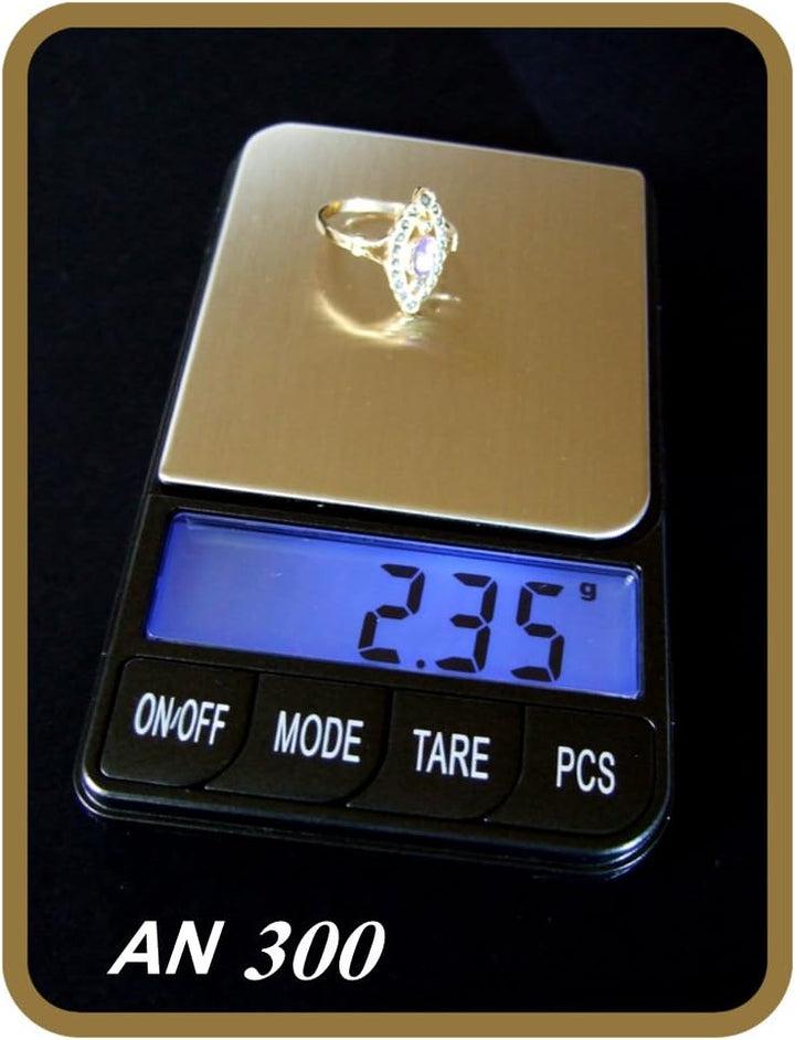 Digitale Taschenwaage mit besonders grossen Tasten & Display von 0,01g bis 300g von Dipse 300g x 0,0