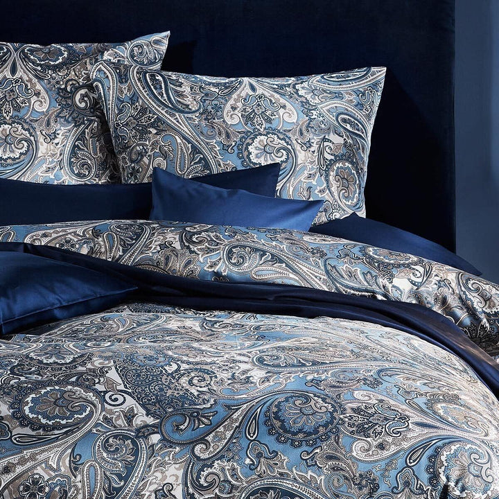 fleuresse Mako-Satin Bettwäsche Modern Classic Heerlen Indigo 1 Bettbezug 155 x 200 cm + 1 Kissenbez