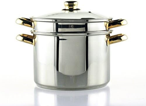 Kochtopf mit Dämpfeinsatz und Deckel - 24cm, Edelsthal. CHEF Silber, Silber