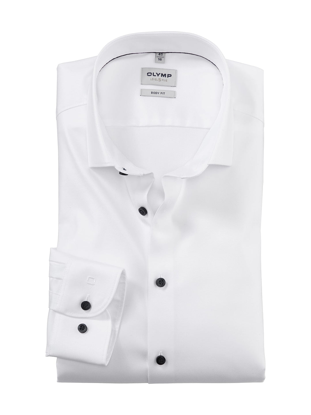 OLYMP Herren Oberhemd Langarm Level.Five.Body.fit,Twill,Body fit,Modern Kent 37 Weiss 00, 37 Weiss 0