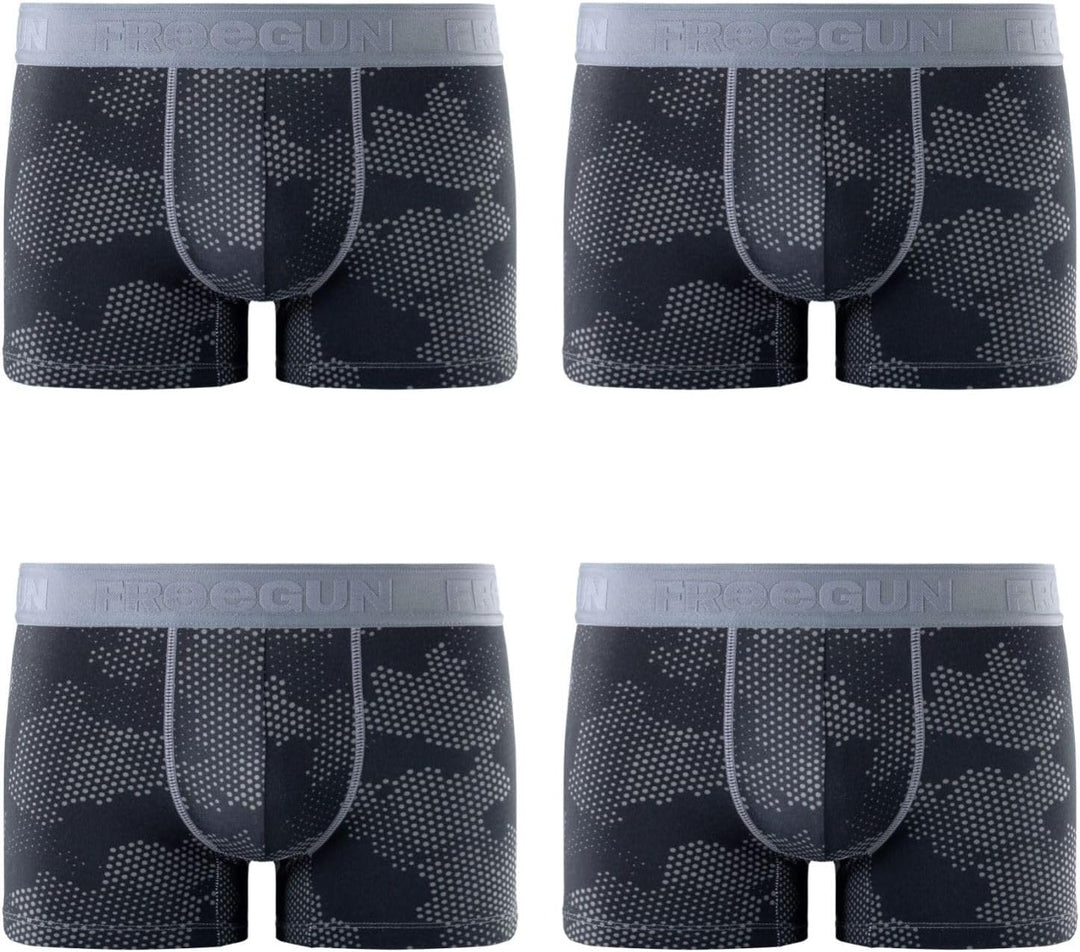 FREEGUN Herren Retroshorts (4er Pack) S Schwarz/Grau, S Schwarz/Grau
