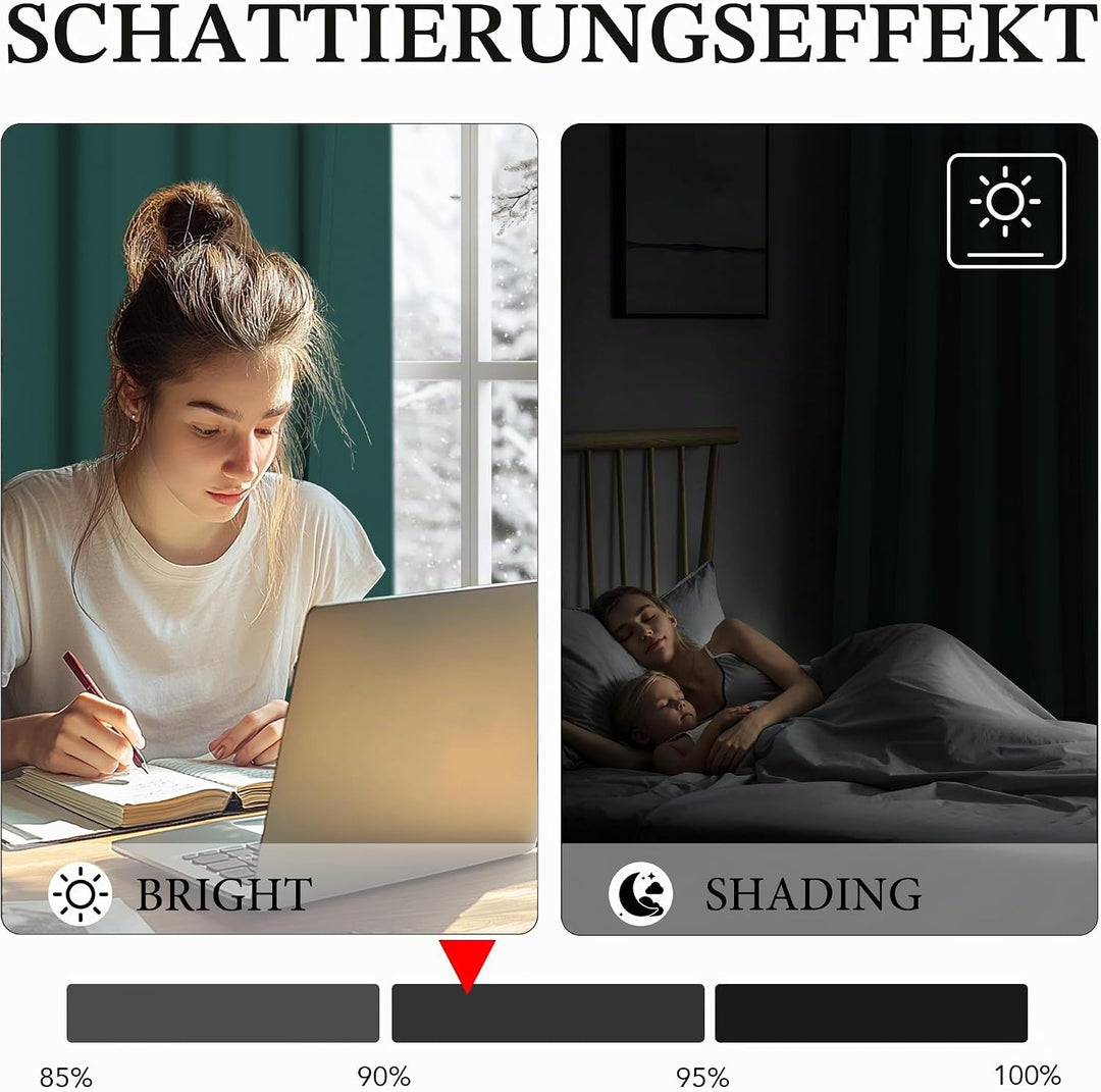 KGORGE Weihnachten Dunkelgrün Vorhang Isolierend Hitzeschutz Wohnzimmer Moderne Gardinen 220 cm Lang