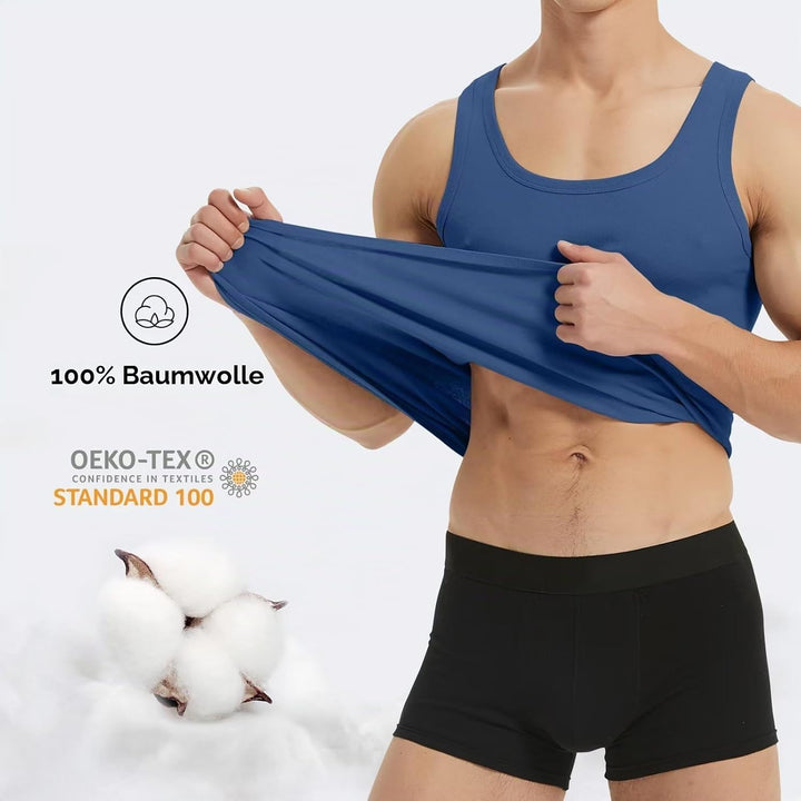 YouShow Unterhemd Herren 3/5er Pack 100% Baumwolle Tank Top Feinripp M 2*schwarz + 2*marine + 1*oliv