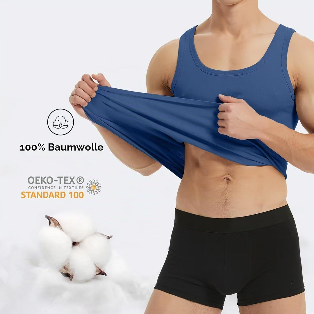 YouShow Unterhemd Herren 3/5er Pack 100% Baumwolle Tank Top Feinripp S 2*schwarz + 2*marine + 1*oliv