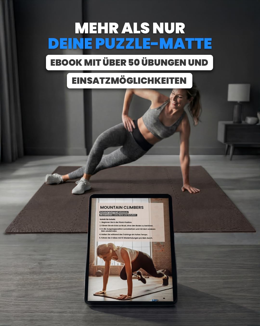 unycos - Bodenschutzmatte Set【12/20/28 Teile】Puzzlematte 30x30 cm, Rutschfeste Schutzmatten per Fitn