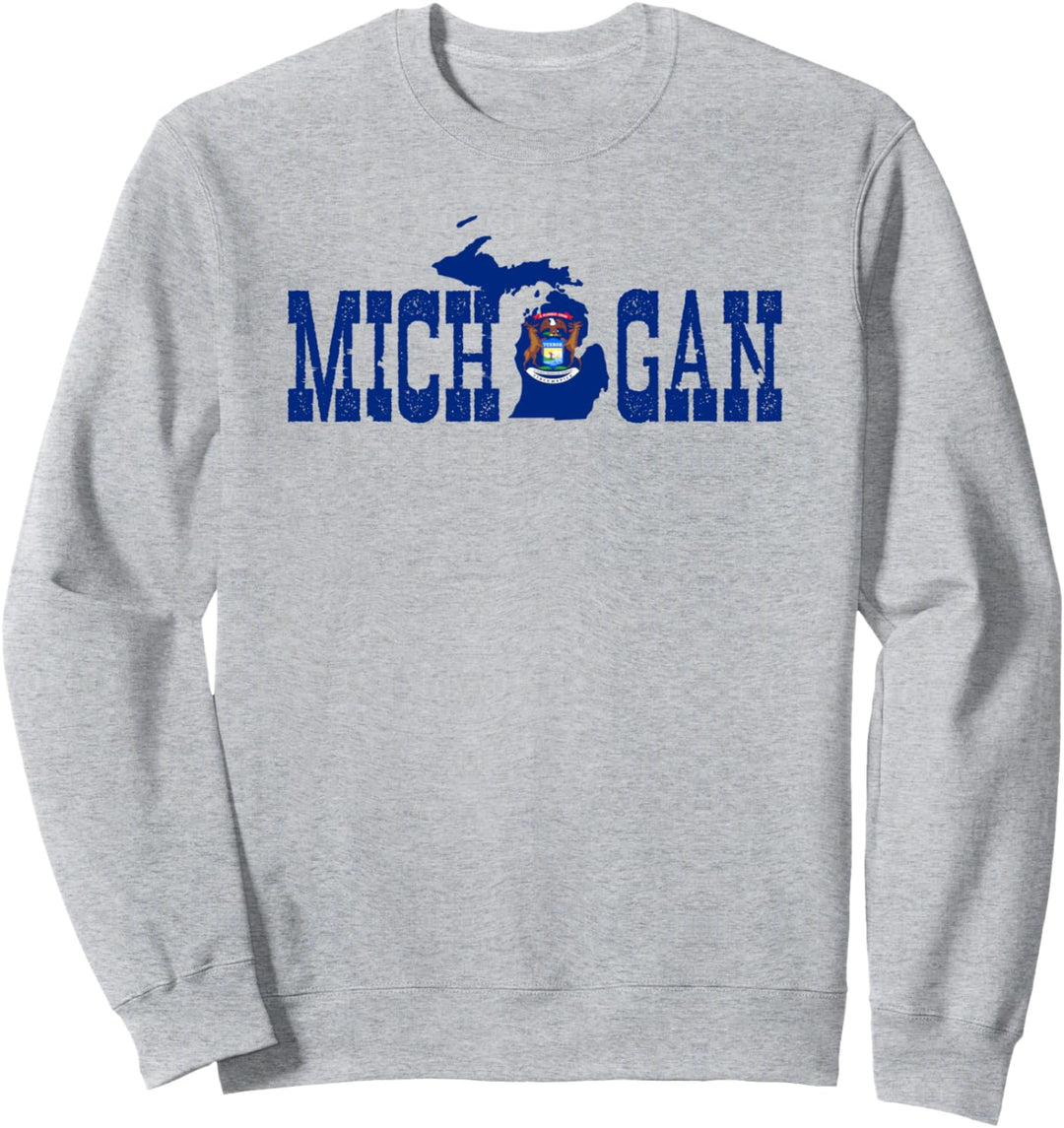 Michigan Bundesstaat und Michigan Flagge mit Stolz für Michigan Sweatshirt