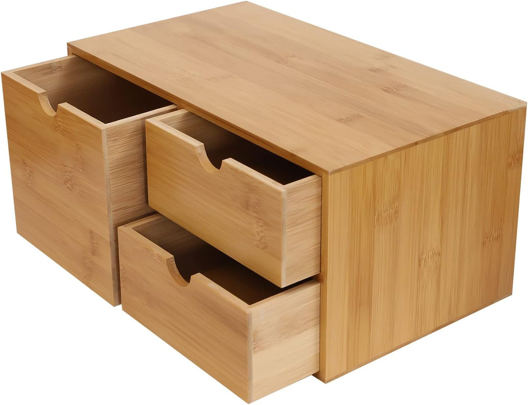 Bambus & MDF, Mini Kommode Schubladenbox Schreibtischorganizer, Schreibtisch Organizer, Bambus,Organ