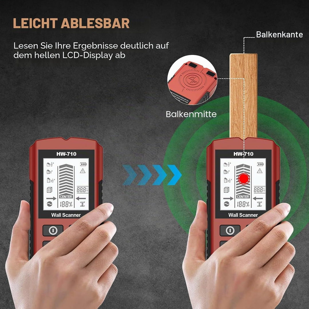 Leitungssucher 5 in 1 – Kabelfinder &amp; Metallsuchgerät für Stromleitungen, Holzbalken &amp; Eisen | Multi