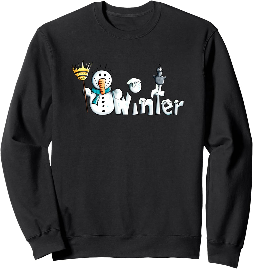 Winter Schneemann T Shirt Wintermotiv Druck Funshirt Sweatshirt