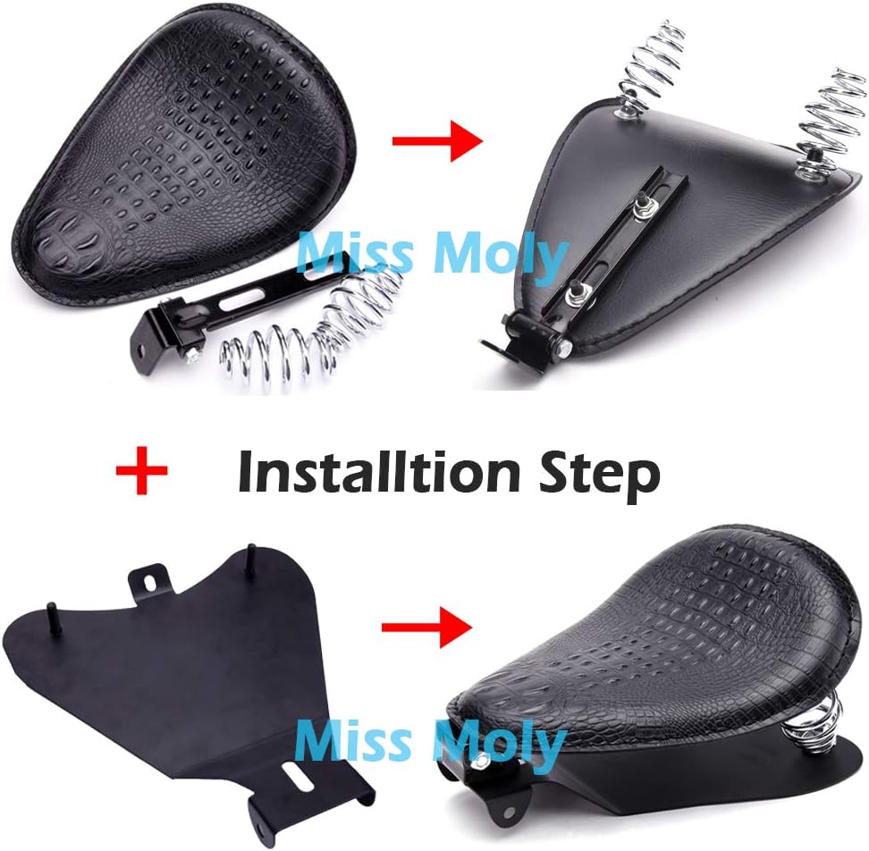 Motorrad Bobber Sitz, Krokodil Leder Motorrad Solo Sitz für Sportster XL1200 883 48 Dyna Softail Cus