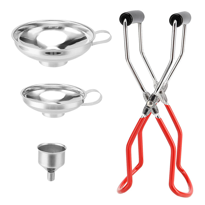 4 Stück Trichter Edelstahl, Einfülltrichter Trichter Set, Marmeladentrichter Einfülltrichter mit Gri