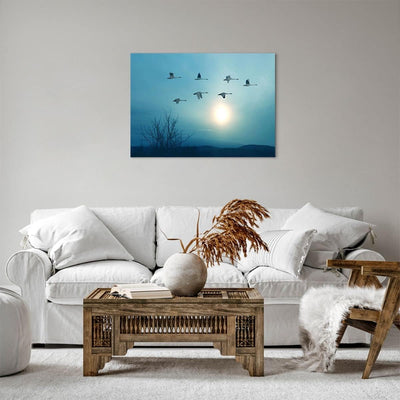 Bilder auf Leinwand Storch Vogel Natur Leinwandbild mit Rahmen 70x50cm Wandbilder Dekoration Wohnzim