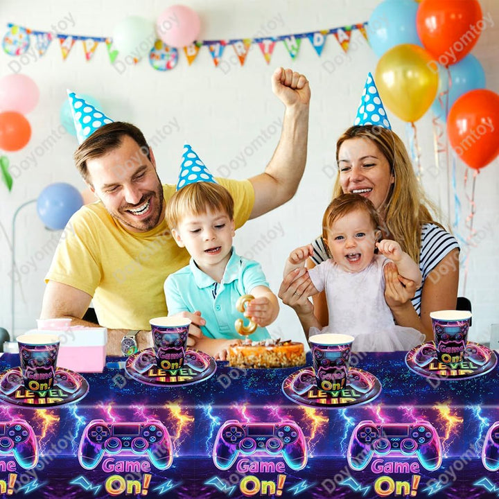 Doyomtoy Videospiel Geburtstag Deko, Partygeschirr Set Videospiel Geburtstag Party Set Geburtstagste