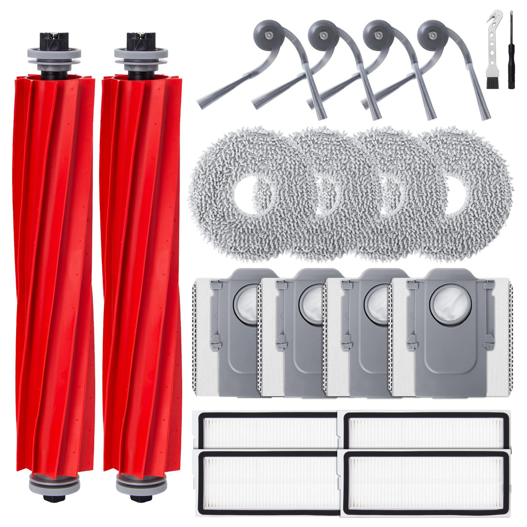 Ersatzteile ZubehörSet für Roborock QV 35A / QV 35S / QR 798 / QR 598 Saugroboter, 2 Hauptbürsten, 4