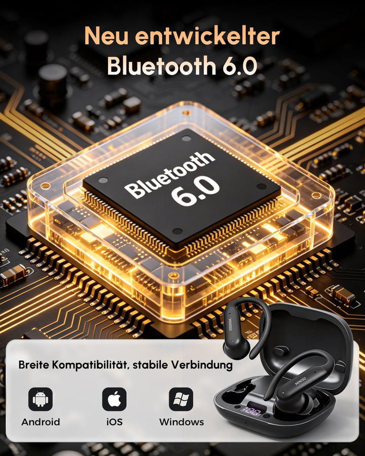 MINISO MS219 Kopfhörer Sport 2026 Neueste, Ohrhörer Bluetooth 6.0 mit Ohrbügel, In Ear Kopfhörer Blu