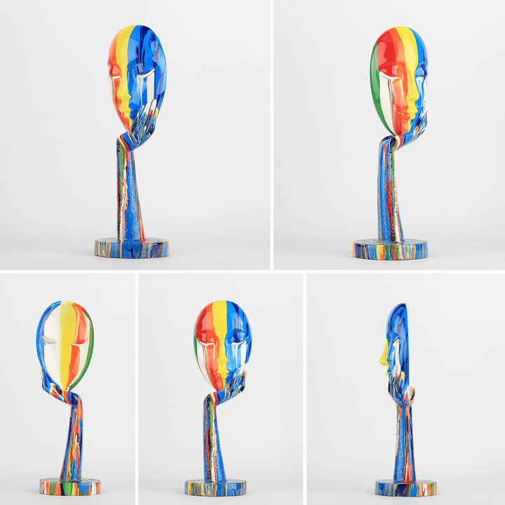 Bunte weibliche Gesichts-Kunst Statue Denker Dame Skulptur Abstrakte Figur Handwerk Dekoration Home
