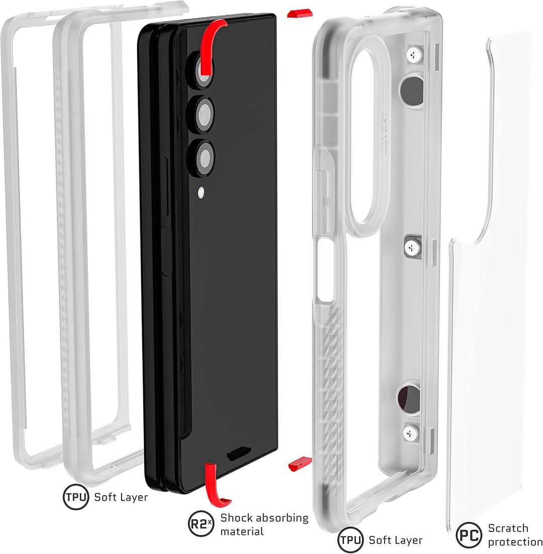 Ghostek COVERT Clear Z Fold 4 Case with Slim Lightweight Design and Hinge Protection Wireless Chargi