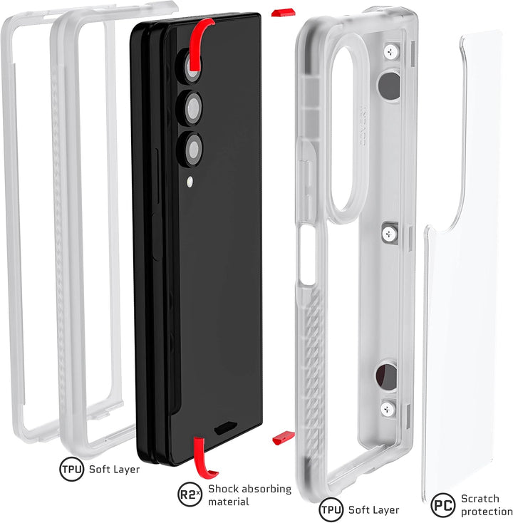 Ghostek COVERT Clear Z Fold 4 Case with Slim Lightweight Design and Hinge Protection Wireless Chargi