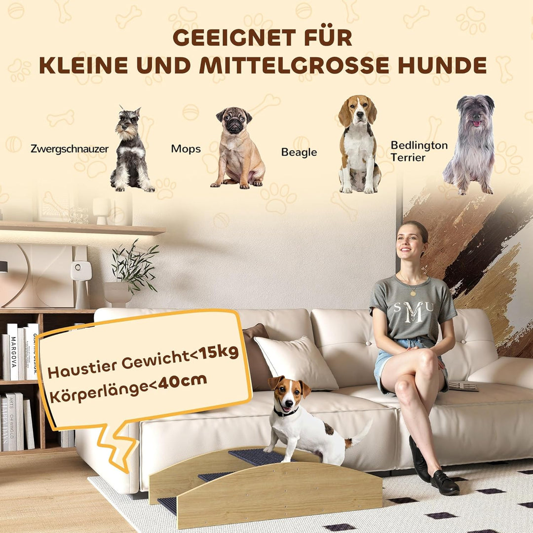 PawHut 2-in-1 Hundewippe, Hunde Agility Wippe aus Holz, Hunde Agilitäts Rampe für kleine, mittelgros