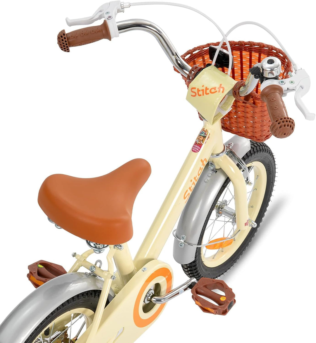 STITCH 14/16 Zoll Kinderfahrrad für 3-7 jährige Mädchen, Kinderfahrrad mit Frontkorb und Stabilisato
