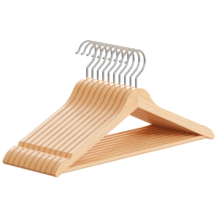 OGIVO Kleiderbügel Holz - 10 Stück - Holzbügel für Ihren Garderobe - Haken um 360° drehbar - Einkerb