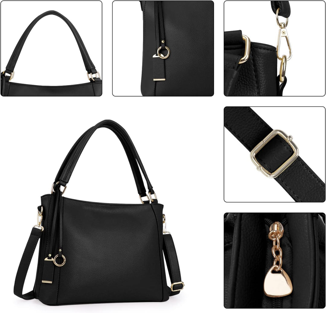 HAWEE Mode Damen Handtasche aus Weiches PU-Leder Umhängetasche Grosse Schultertasche mit Reissversch