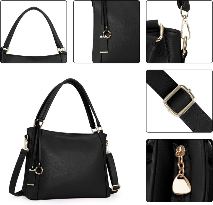 HAWEE Mode Damen Handtasche aus Weiches PU-Leder Umhängetasche Grosse Schultertasche mit Reissversch