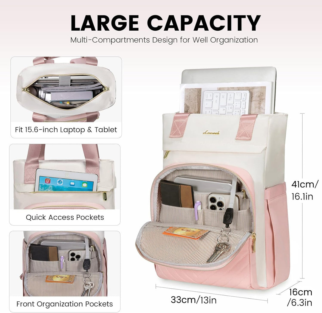 LOVEVOOK Schulrucksack Mädchen Teenager Schulranzen 15.6 Zoll Laptop Rucksack Handtasche Damen 2 in