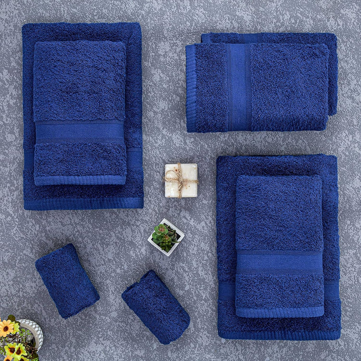 Tuiste Handtücher Set Blau Navy Blau |%100 Baumwolle Handtuch Set 8 Teilig | 2X Badetücher (70x140),