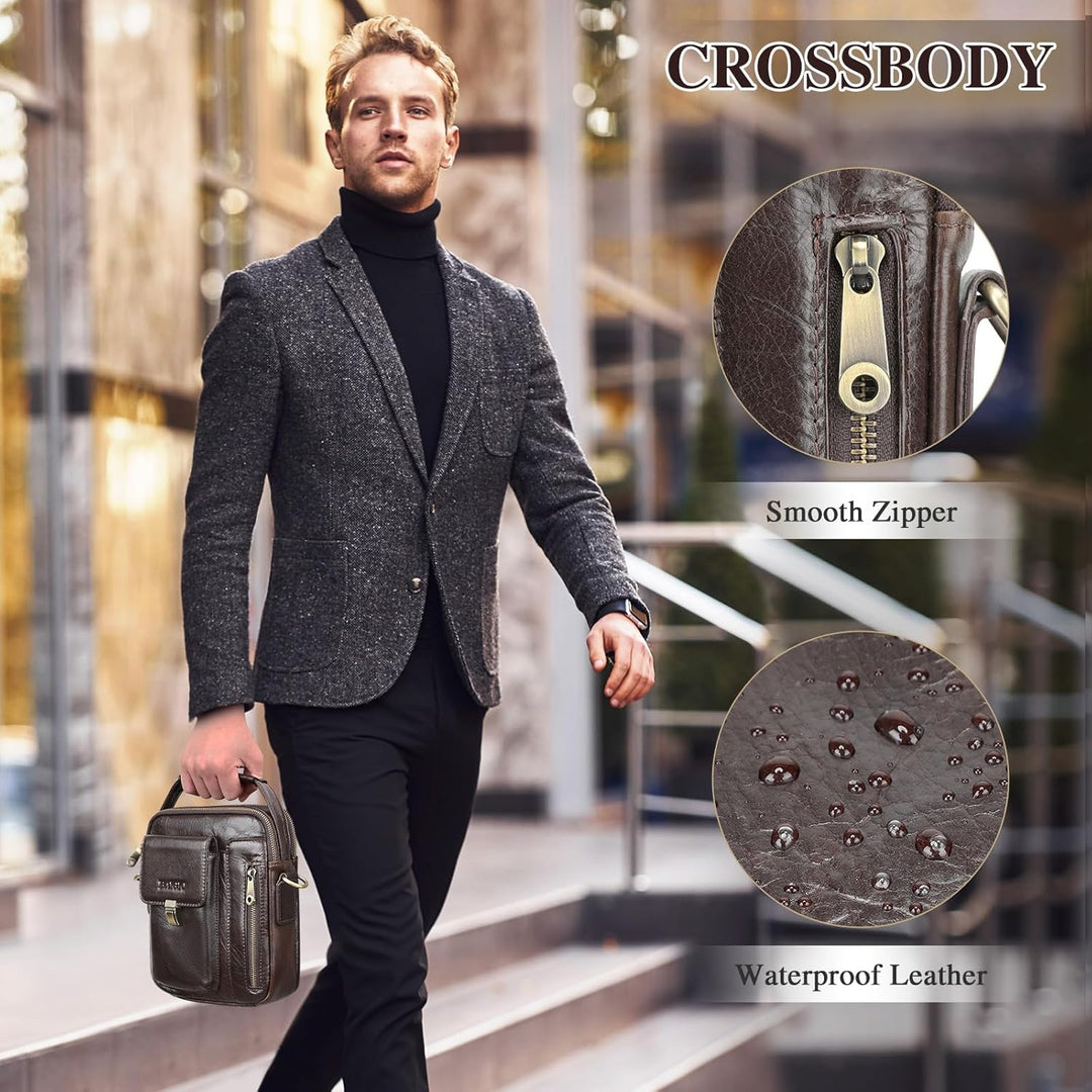 BAIGIO Umhängetasche Herren Leder Schultertasche Vintage Crossbody Bag Messenger Herrentasche zum Um