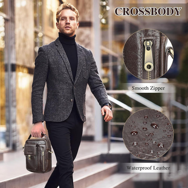 BAIGIO Umhängetasche Herren Leder Schultertasche Vintage Crossbody Bag Messenger Herrentasche zum Um