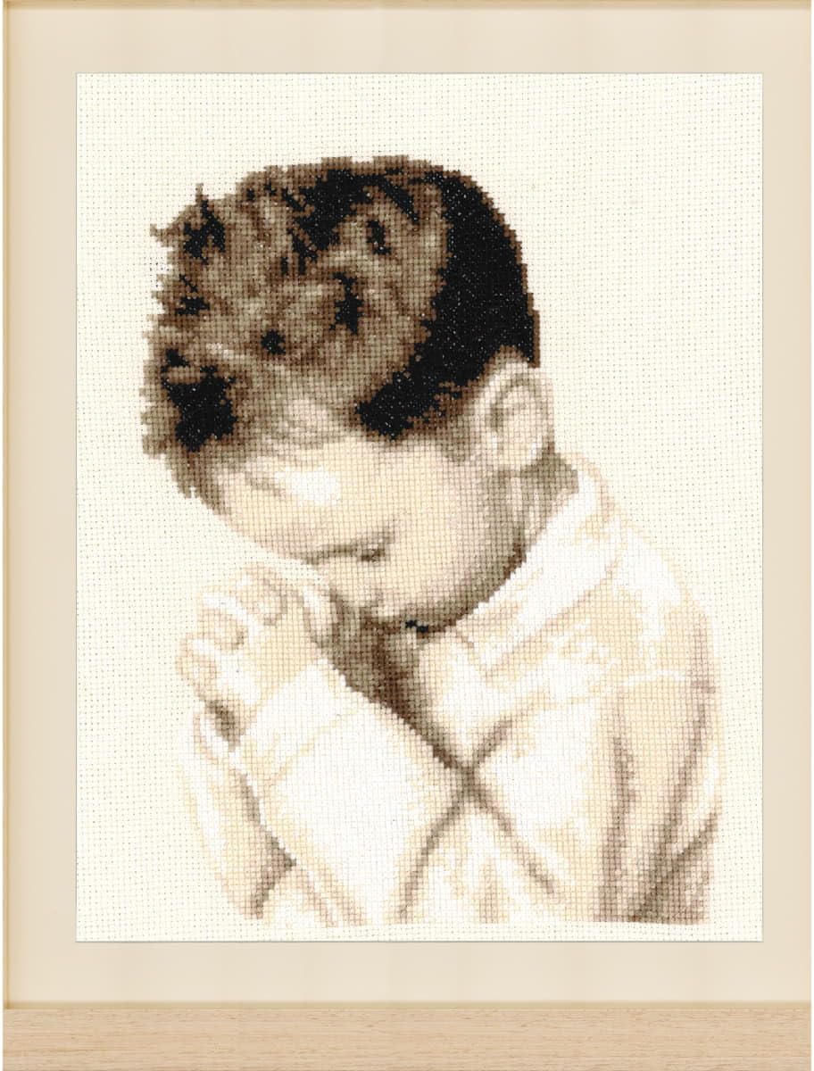 Vervaco PN-0162064 Kreuzstich Set Zählmuster, Baumwolle, Praying Boy (14 Count), 21x28cm 21x28cm Pra