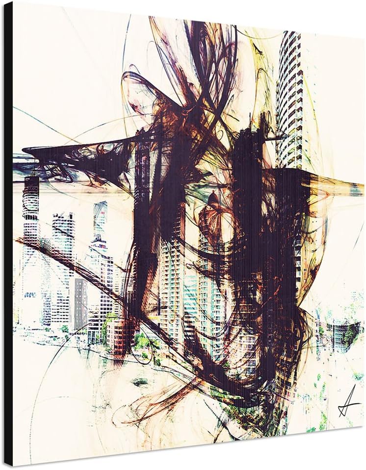 Paul Sinus Art Skyscraper - Bild auf Leinwand Abstrakt330_60x60cm Bild auf Leinwand Abstraktes Bild
