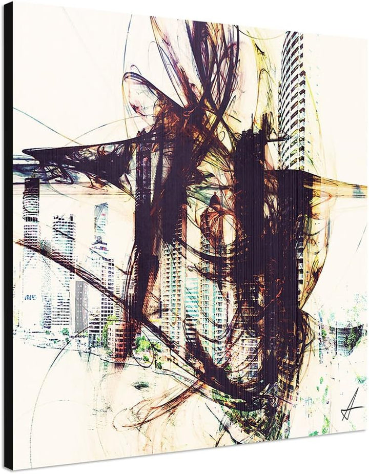 Paul Sinus Art Skyscraper - Bild auf Leinwand Abstrakt330_60x60cm Bild auf Leinwand Abstraktes Bild