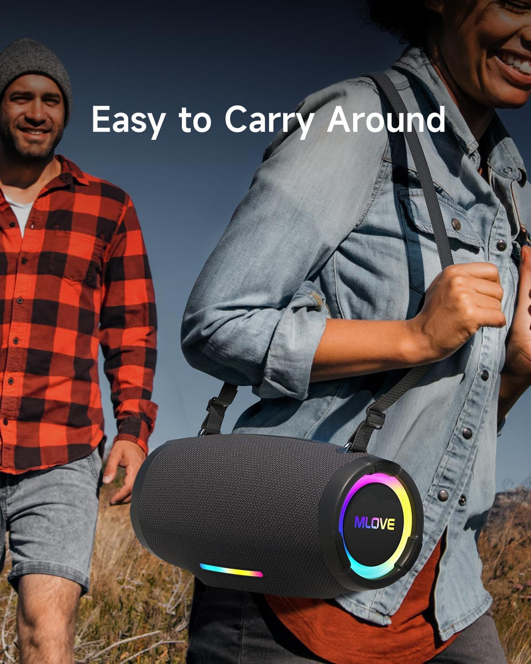 MLOVE E90 80W Bluetooth-Lautsprecher Outdoor-Boombox mit RGB-Lichtern, IP65 Wasserdicht, TWS & Stere