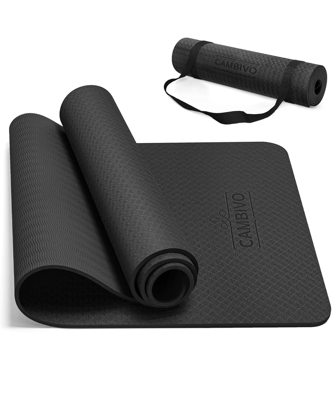 CAMBIVO Yoga Matte 183cm x 61cm, 8mm Dicke Pilates Matte Gymnastikmatte Rutschfest &amp; Gepolstert,Yoga