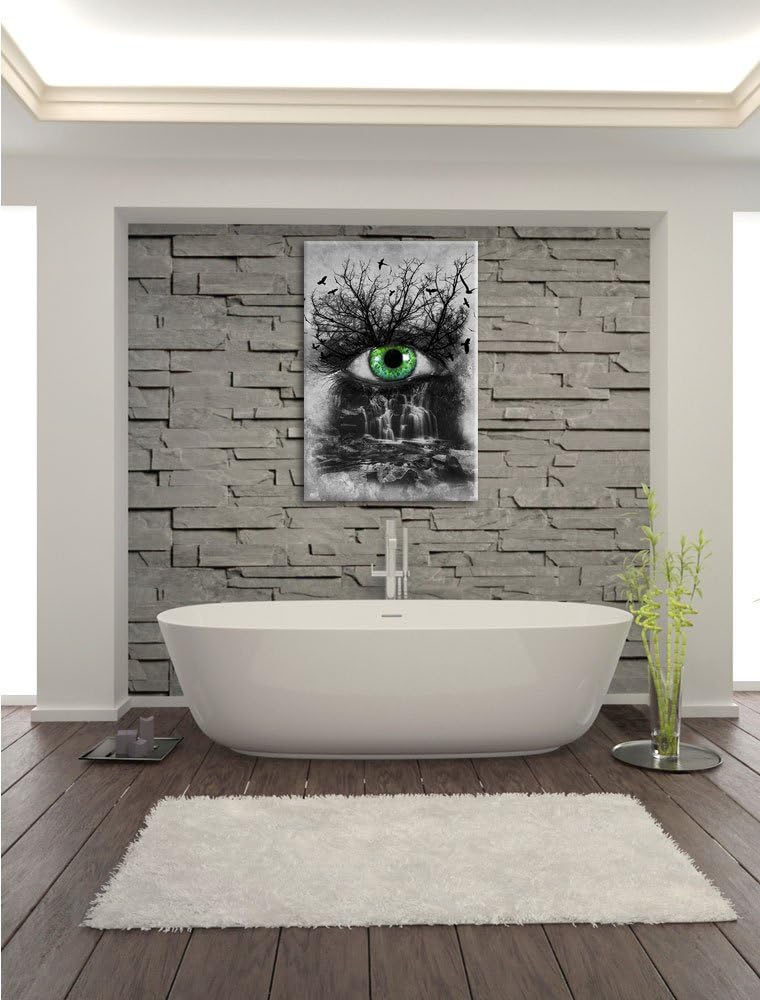 Auge verbunden mit schöner Natur schwarz/weiss Format: 100x70 auf Leinwand, XXL riesige Bilder ferti