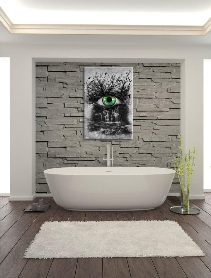 Auge verbunden mit schöner Natur schwarz/weiss Format: 100x70 auf Leinwand, XXL riesige Bilder ferti