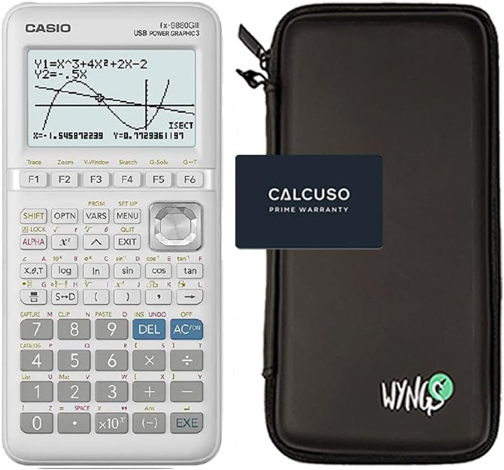 Calcuso Sparpack: Casio FX 9860 GIII Grafikrechner + Schutzhülle WYNGS schwarz + erweiterte Garantie