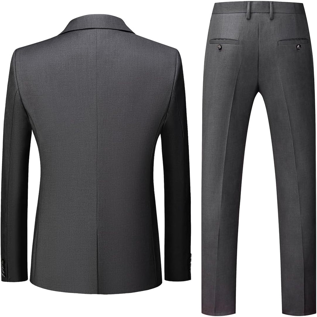 Allthemen Anzug Herren 2 Teilig Slim Fit Hochzeitanzug EIN Knopf Smoking Anzüge Sakko Hose M Grau, M