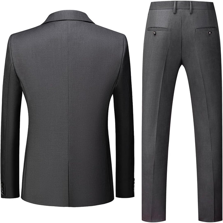 Allthemen Anzug Herren 2 Teilig Slim Fit Hochzeitanzug EIN Knopf Smoking Anzüge Sakko Hose M Grau, M