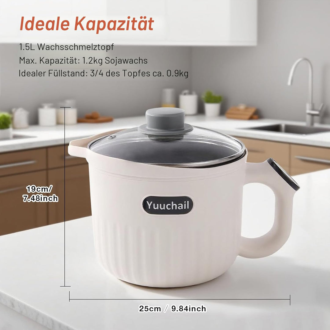 Yuuchail Touchscreen-Wachsschmelztopf, 1,5 l elektrischer Wachsschmelzer für die Kerzenherstellung m