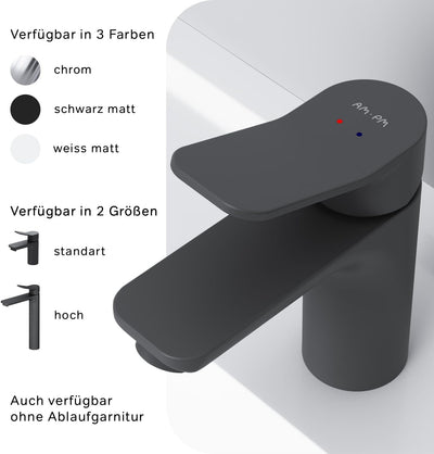 AM.PM Wassersparende Einhebel-Waschtischarmatur, kratzfester Wasserhahn, leicht zu reinigen, mit Kli