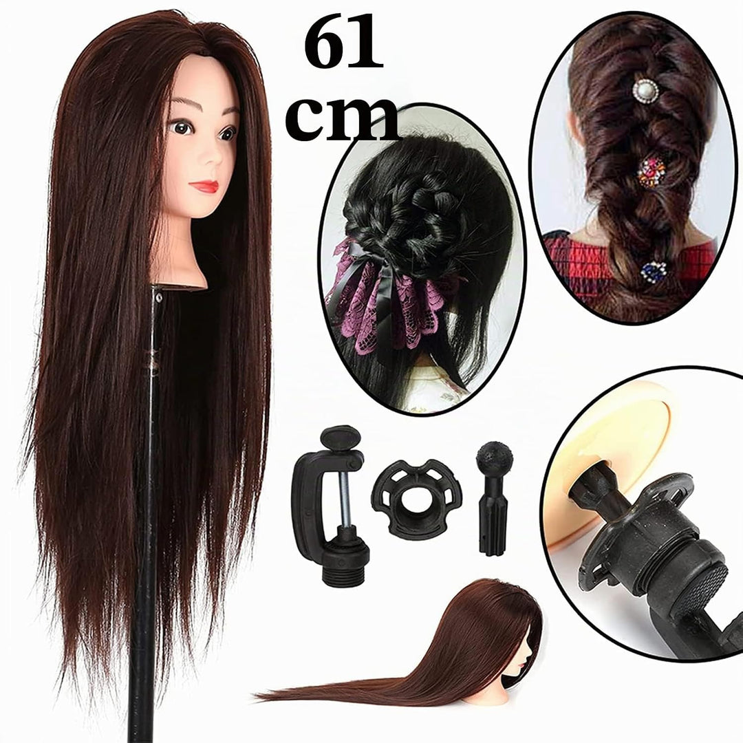 Youyijia Übungskopf Trainingsköpfe 24" Frisierkopf Haar Mit Halter Trainingskopf Frisurenkopf Puppen